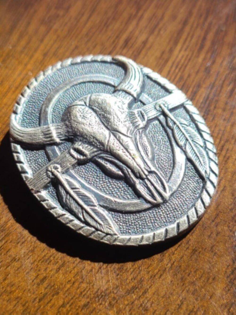 IVAN Buffalo Head Skull Silver Tone Bolo Buckle